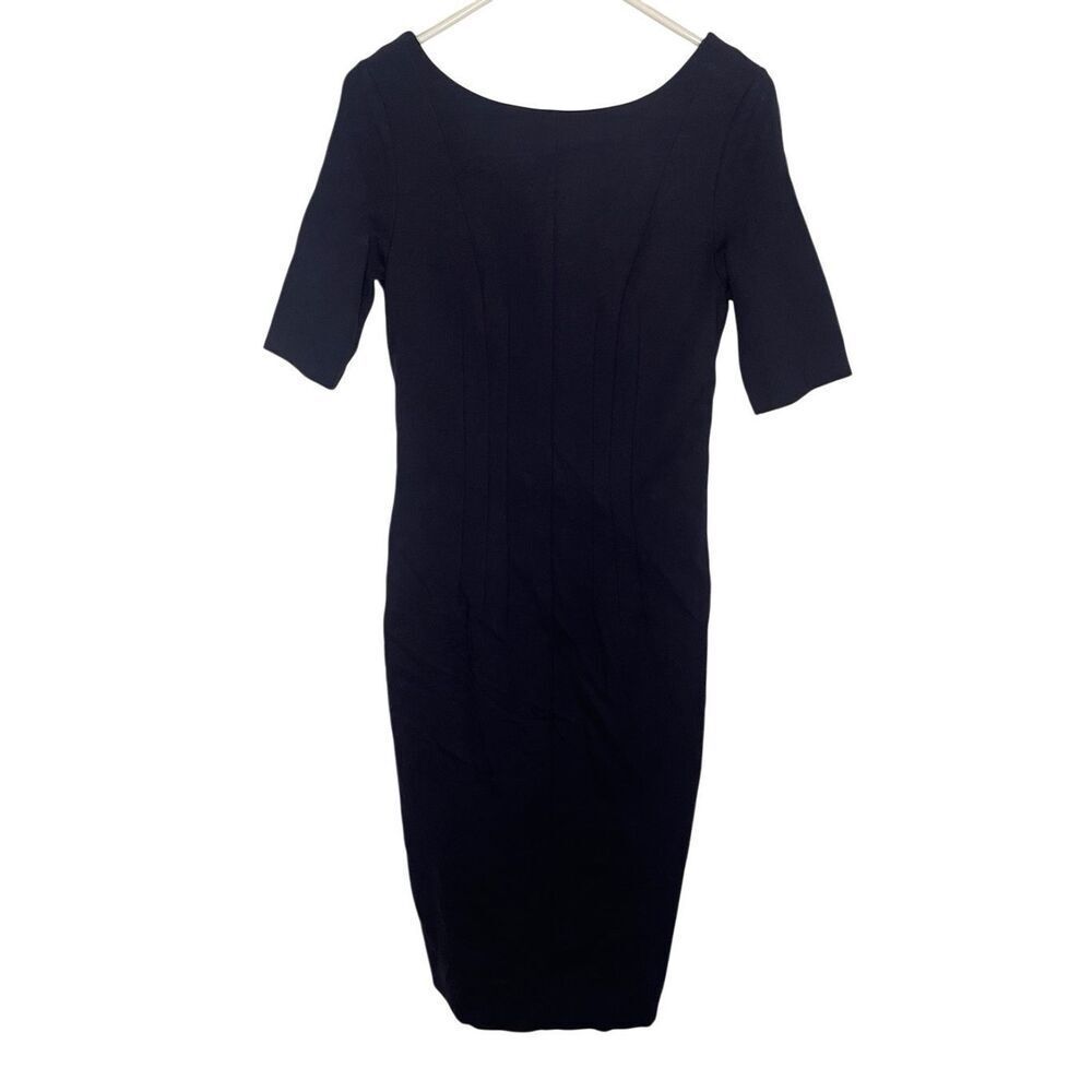 Boden Women's Quarter Sleeve Back Zip Career Sheath Midi Dress Black Size 8